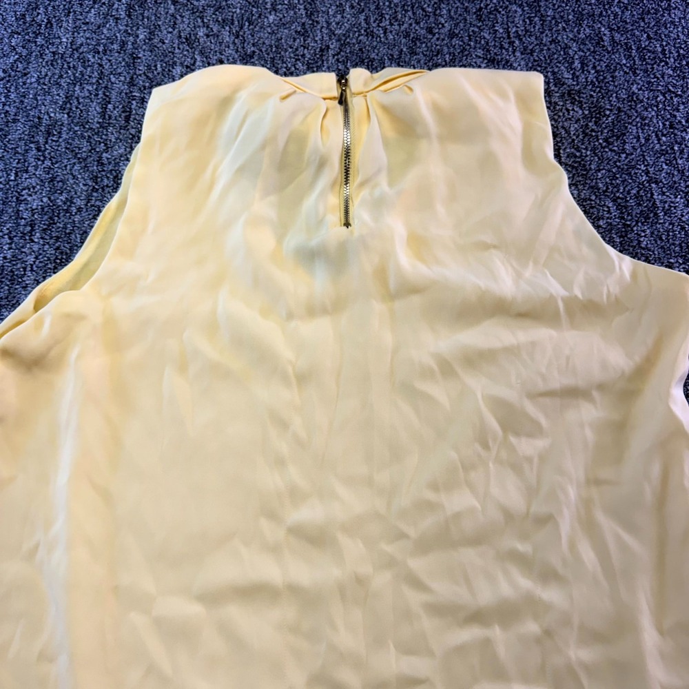 White House Black Market Blouse Top Womens 6 Yellow Lined Sleeveless Back Zip - Picture 15 of 16
